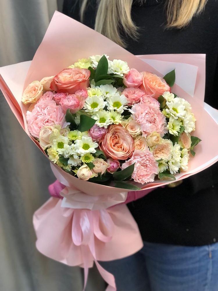 Букет цветов из: Гвоздики, Розы и Хризантемы в Новое ступино