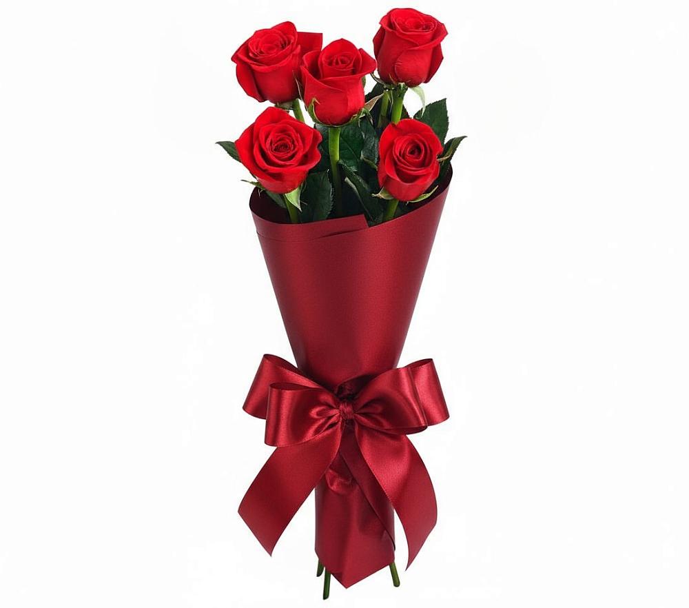 Букет 5 Красных роз Эдлесс Лав в Новое ступино
