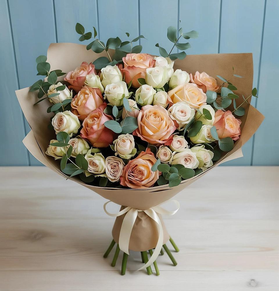 Букет цветов из: Альстромерии и Розы в Новое ступино