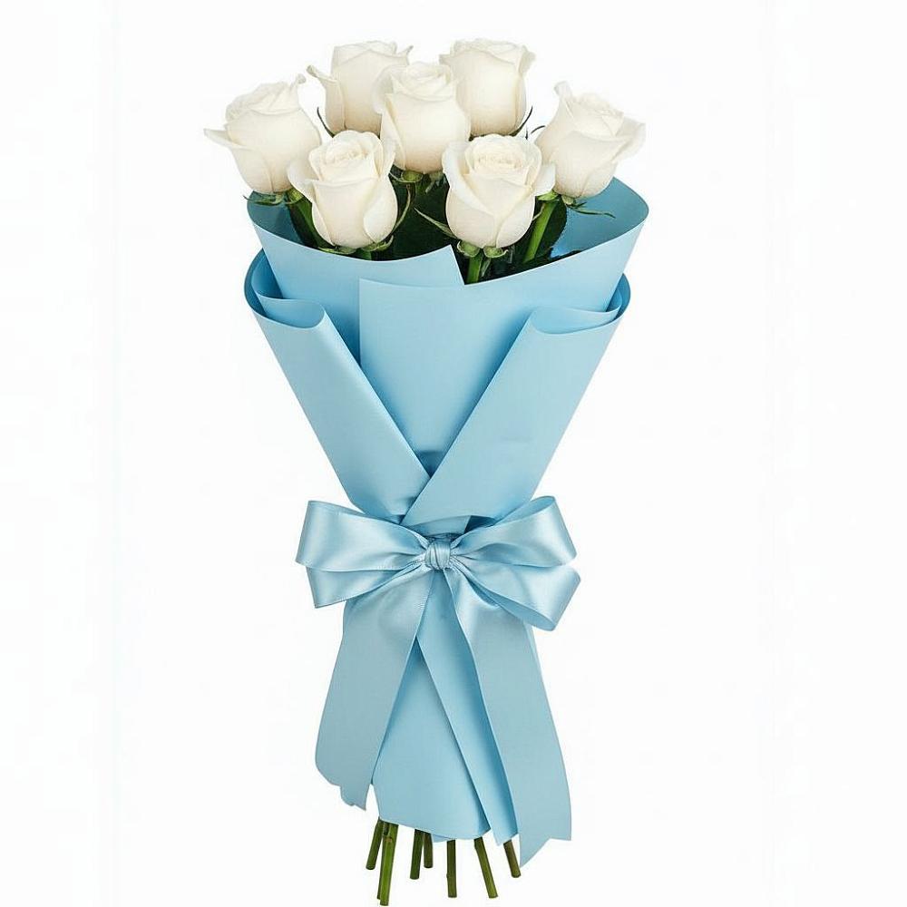 Букет 7 белых роз Проуд в Новое ступино