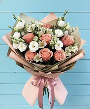 Букет цветов из:  Розы, Альстромерии и Лизиантусы #REPLACE_PRED# Новое ступино