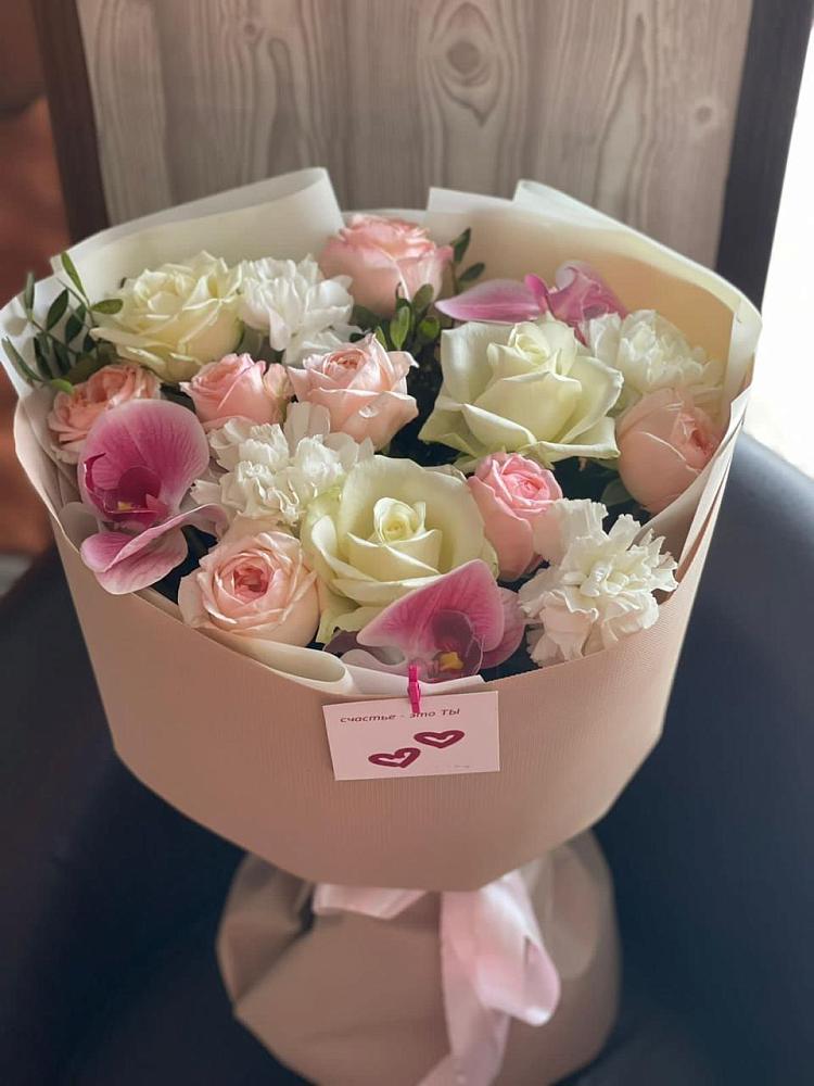 Букет цветов из: Орхидеи, Розы и Гвоздики в Новое ступино