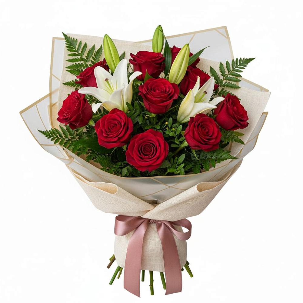 Букет цветов из: Лилии и Розы в Новое ступино