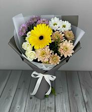 Букет цветов из:  Розы, Герберы и Хризантемы #REPLACE_PRED# Новое ступино