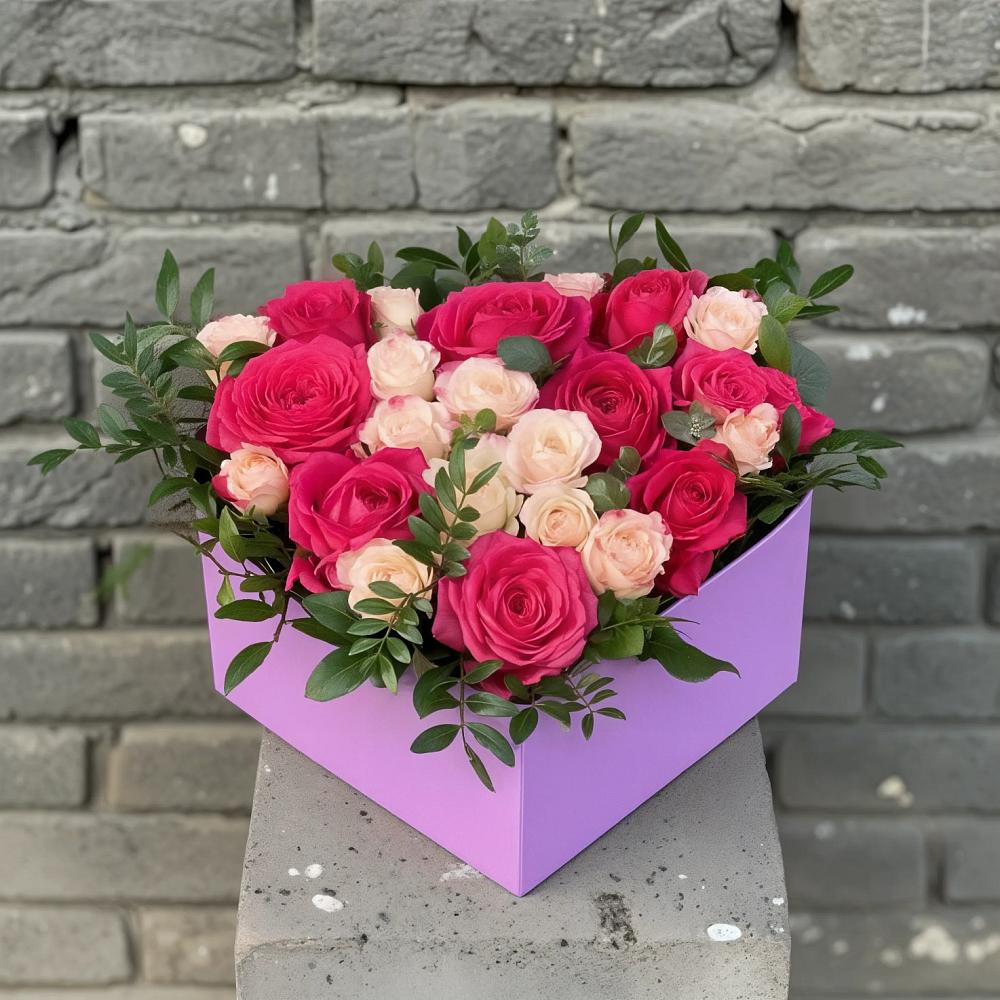 Цветочная композиция из Розы в коробке в Новое ступино