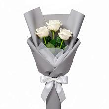Букет 3 белые розы в Новое ступино