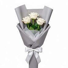 Букет 3 белые розы в Новое ступино