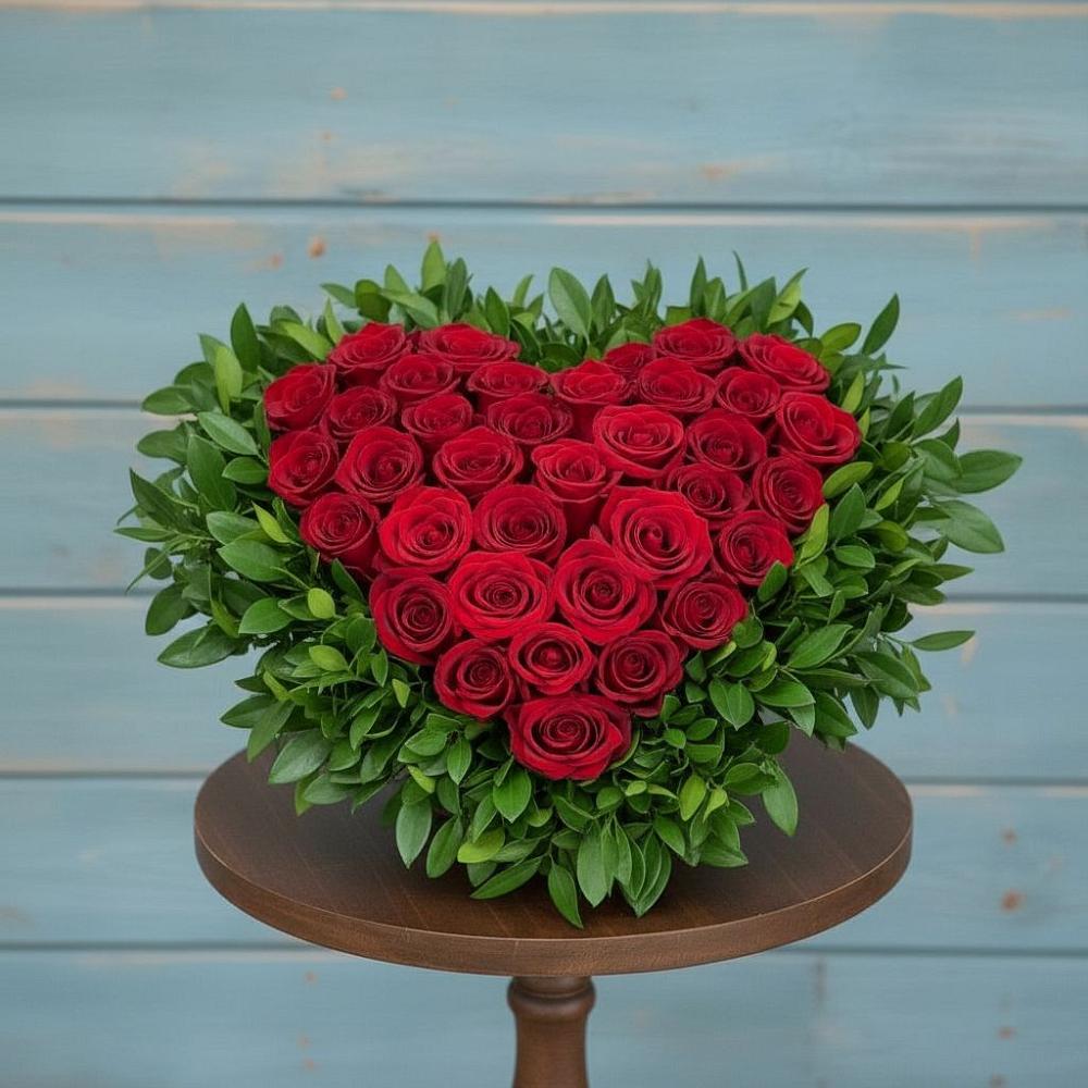 Цветочная композиция из Розы в виде сердца в Новое ступино