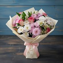 Букет цветов из:  Хризантемы, Альстромерии и Розы в Новое ступино