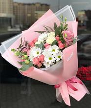 Букет цветов из:  Розы, Лизиантусы и Хризантемы в Новое ступино