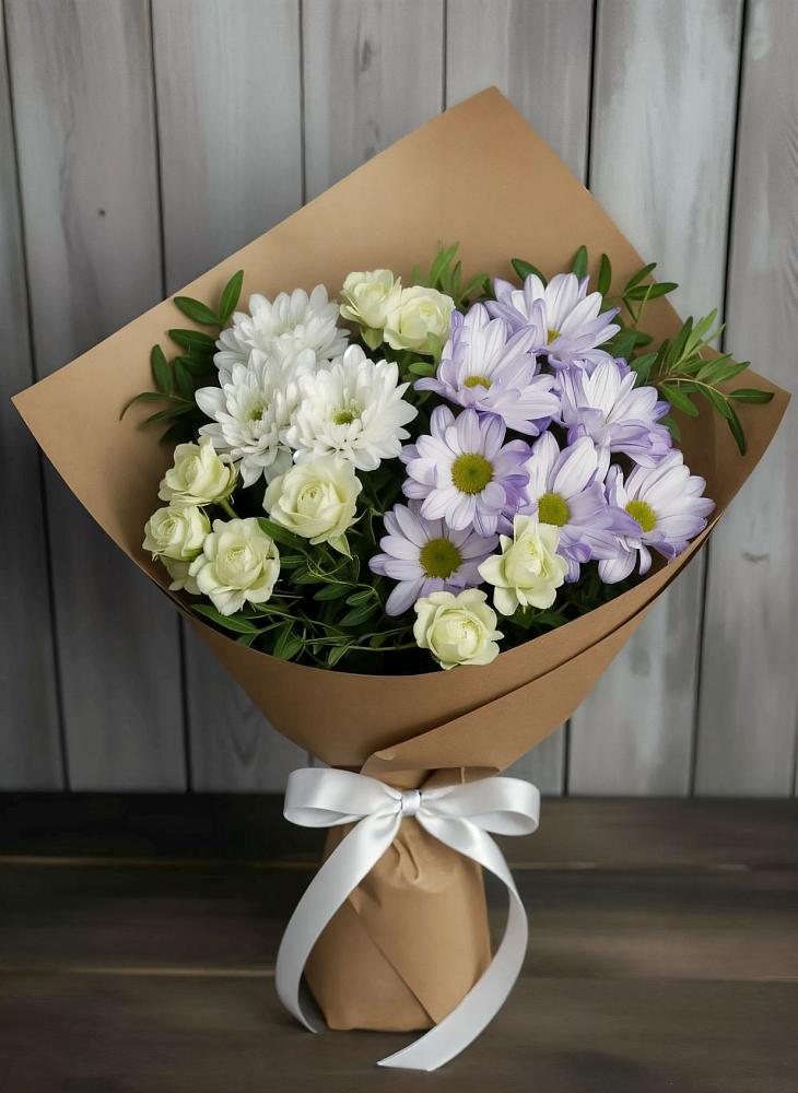 Букет цветов из: Хризантемы и Розы в Новое ступино